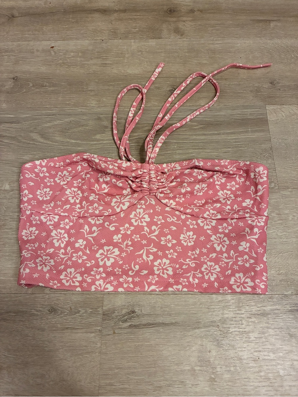 Women’s Pink Floral Bandeau Halter Top